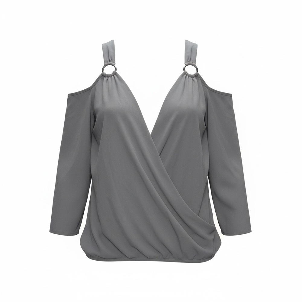 Maurices Elegant Gray Cold Shoulder Top size 1